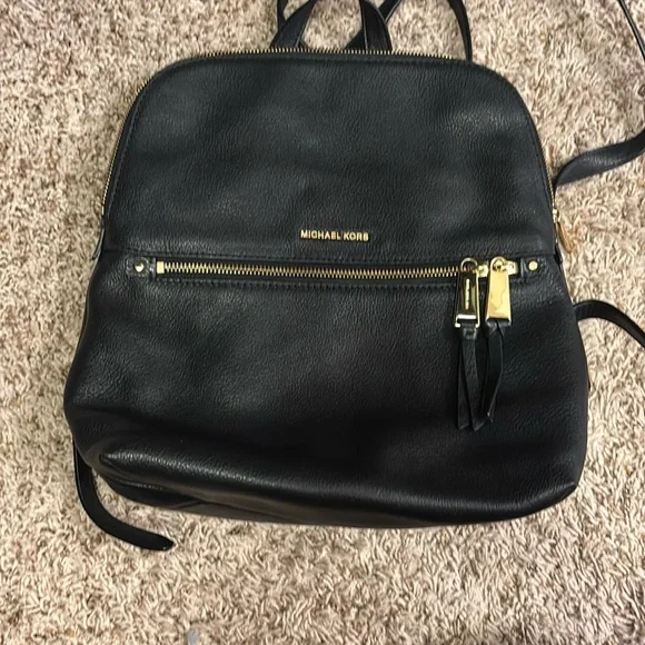 Michael Kors | Bags | Michael Kors Black Backpack With Gold  display picture 2